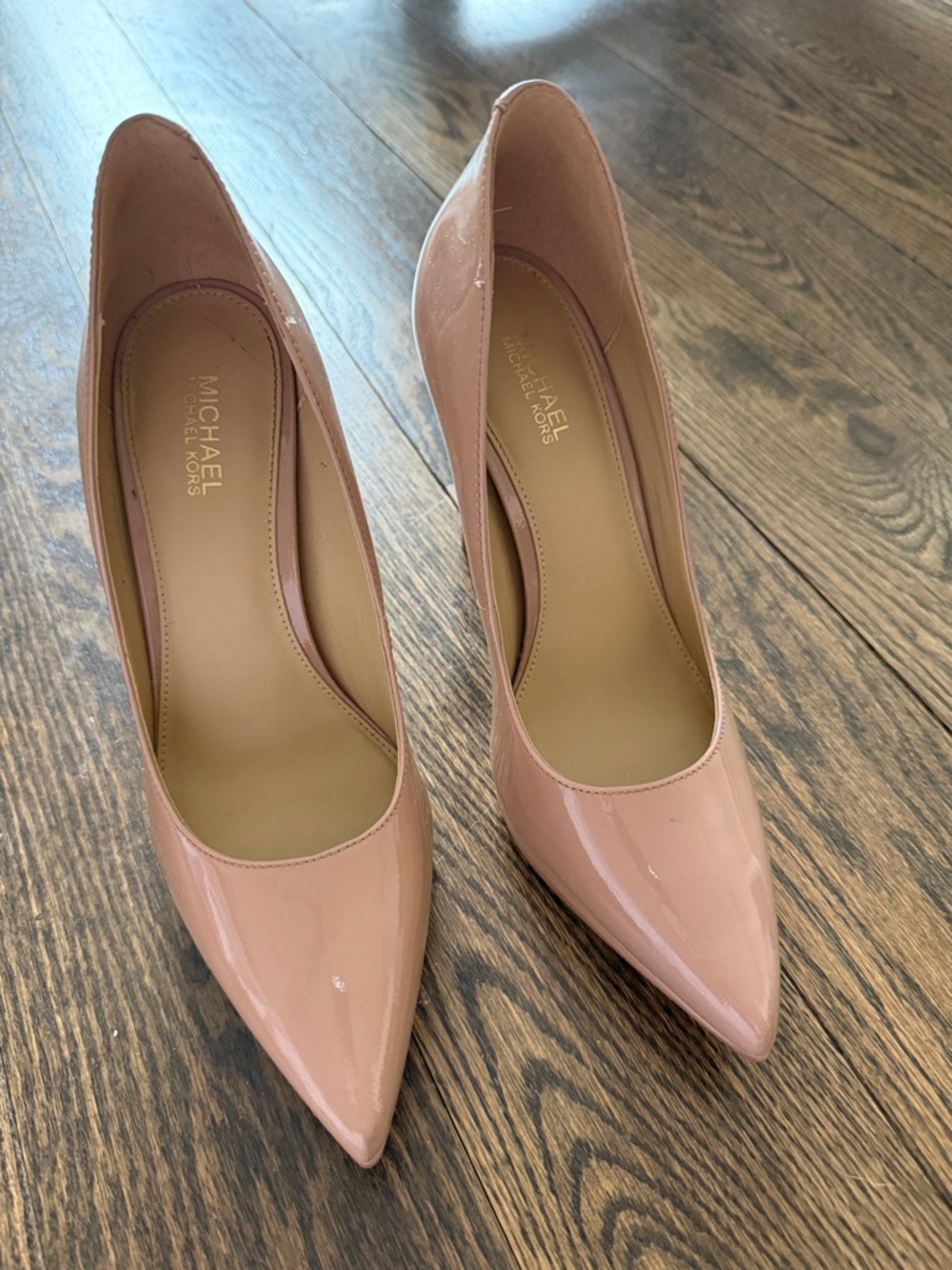 MICHAEL Michael Kors Nude Blush Patent Pointed-Toe Pumps